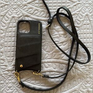 iPhone 13 Pro Max, Bandolier Case, Black Leather